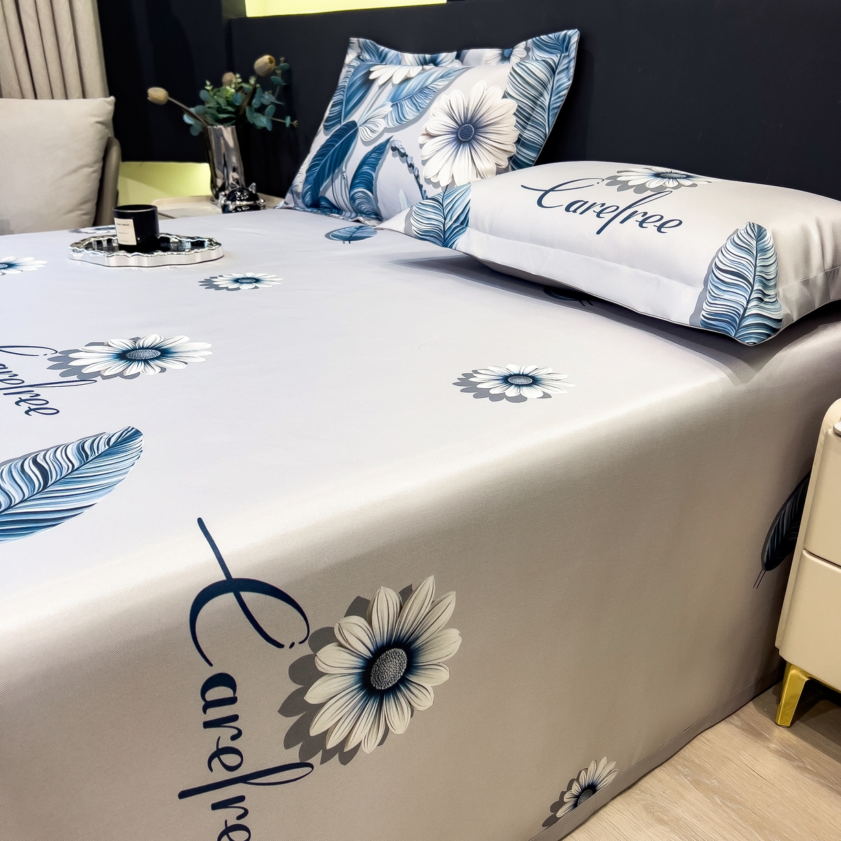 91家纺网 家纺一手货源 找家纺 许林 2026新款冰丝凉席床单款凉席三件套 森林