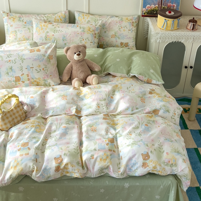 91家纺网 家纺一手货源 找家纺 金丝鸟家纺 2026新款全棉纯棉斜纹特价款四件套 春游手记