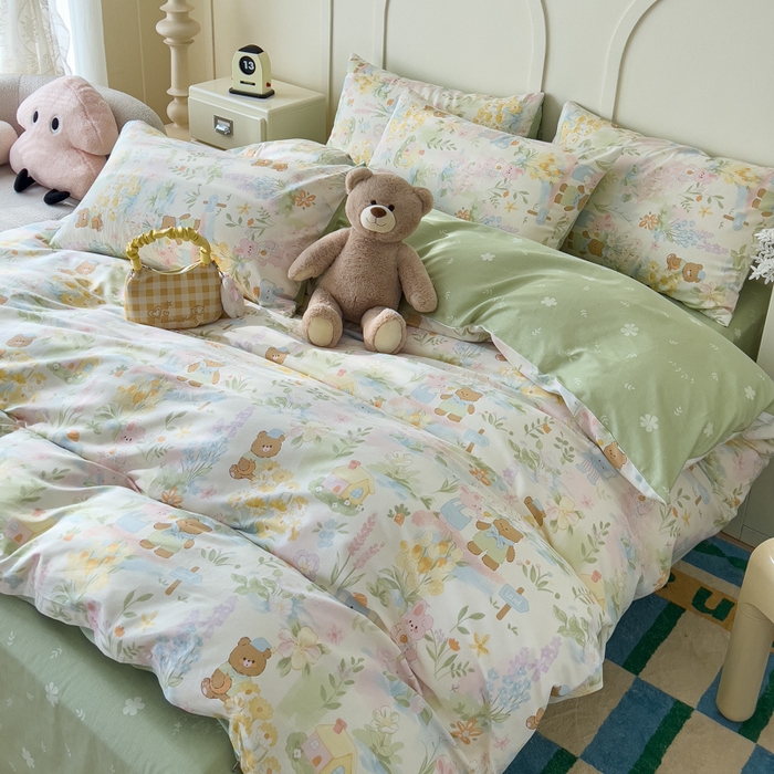 91家纺网 家纺一手货源 找家纺 金丝鸟家纺 2026新款全棉纯棉斜纹特价款四件套 春游手记