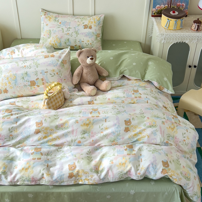 91家纺网 家纺一手货源 找家纺 金丝鸟家纺 2026新款全棉纯棉斜纹特价款四件套 春游手记