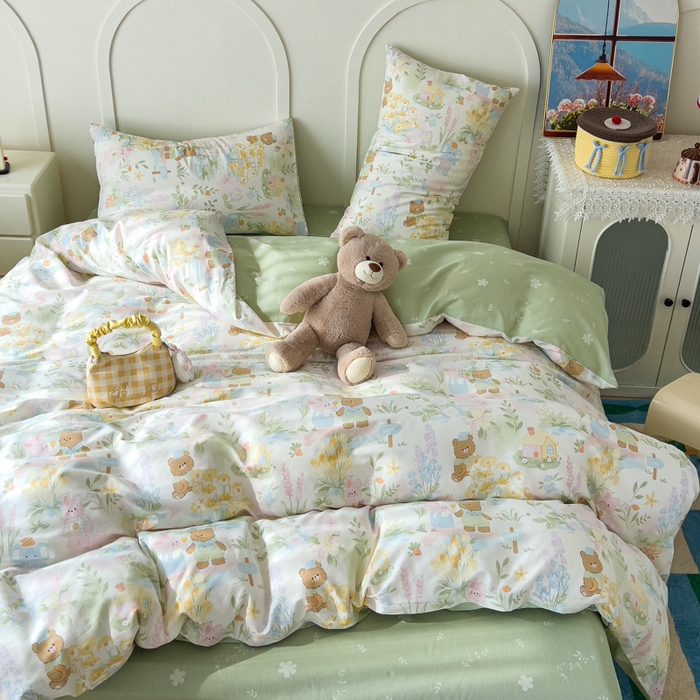 91家纺网 家纺一手货源 找家纺 金丝鸟家纺 2026新款全棉纯棉斜纹特价款四件套 春游手记