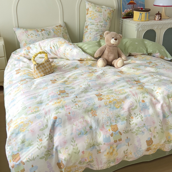 91家纺网 家纺一手货源 找家纺 金丝鸟家纺 2026新款全棉纯棉斜纹特价款四件套 春游手记