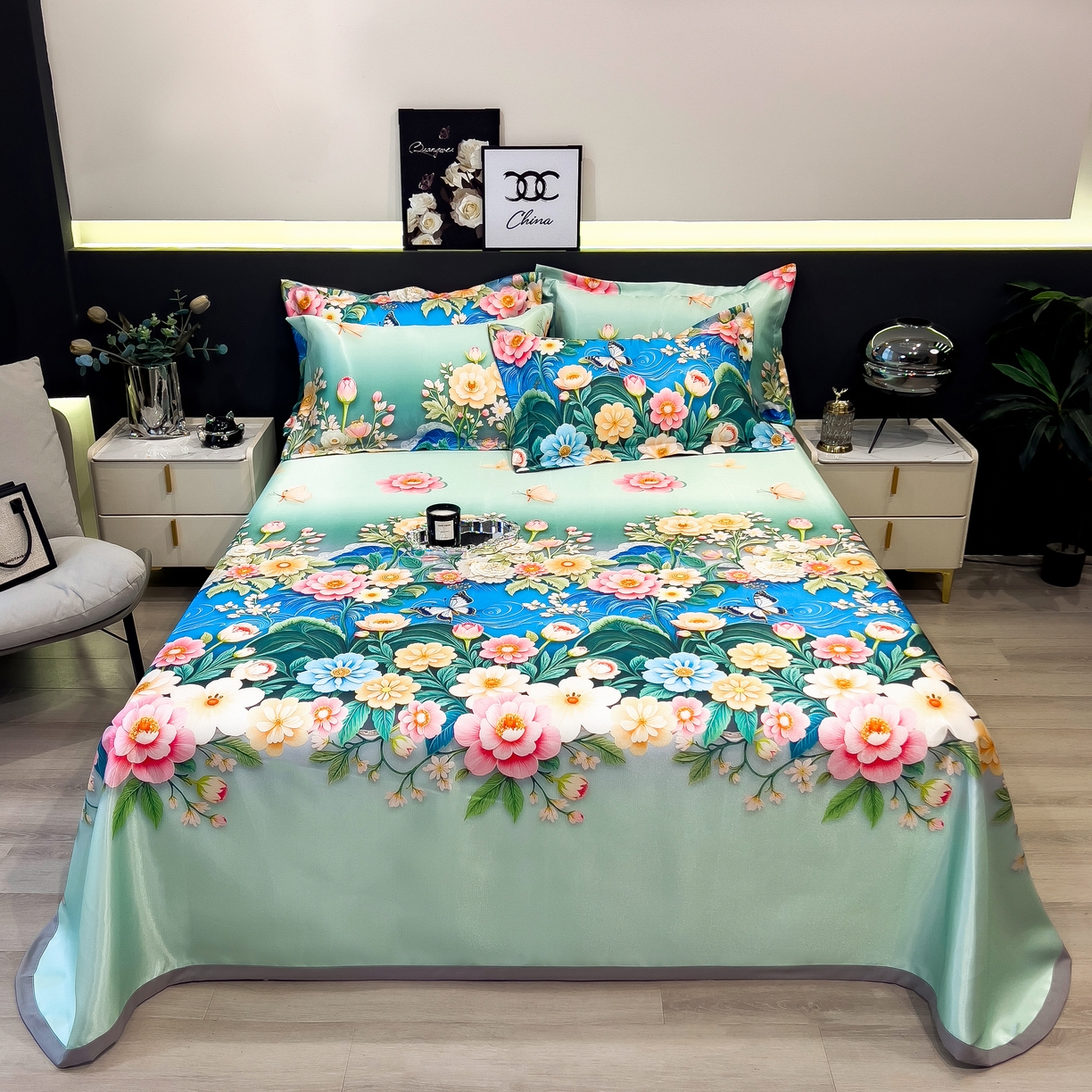 许林 2026新款冰丝凉席床单款凉席三件套 森蔓