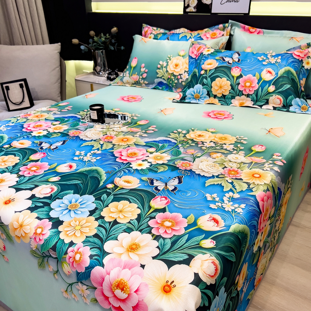 91家纺网 家纺一手货源 找家纺 许林 2026新款冰丝凉席床单款凉席三件套 森蔓