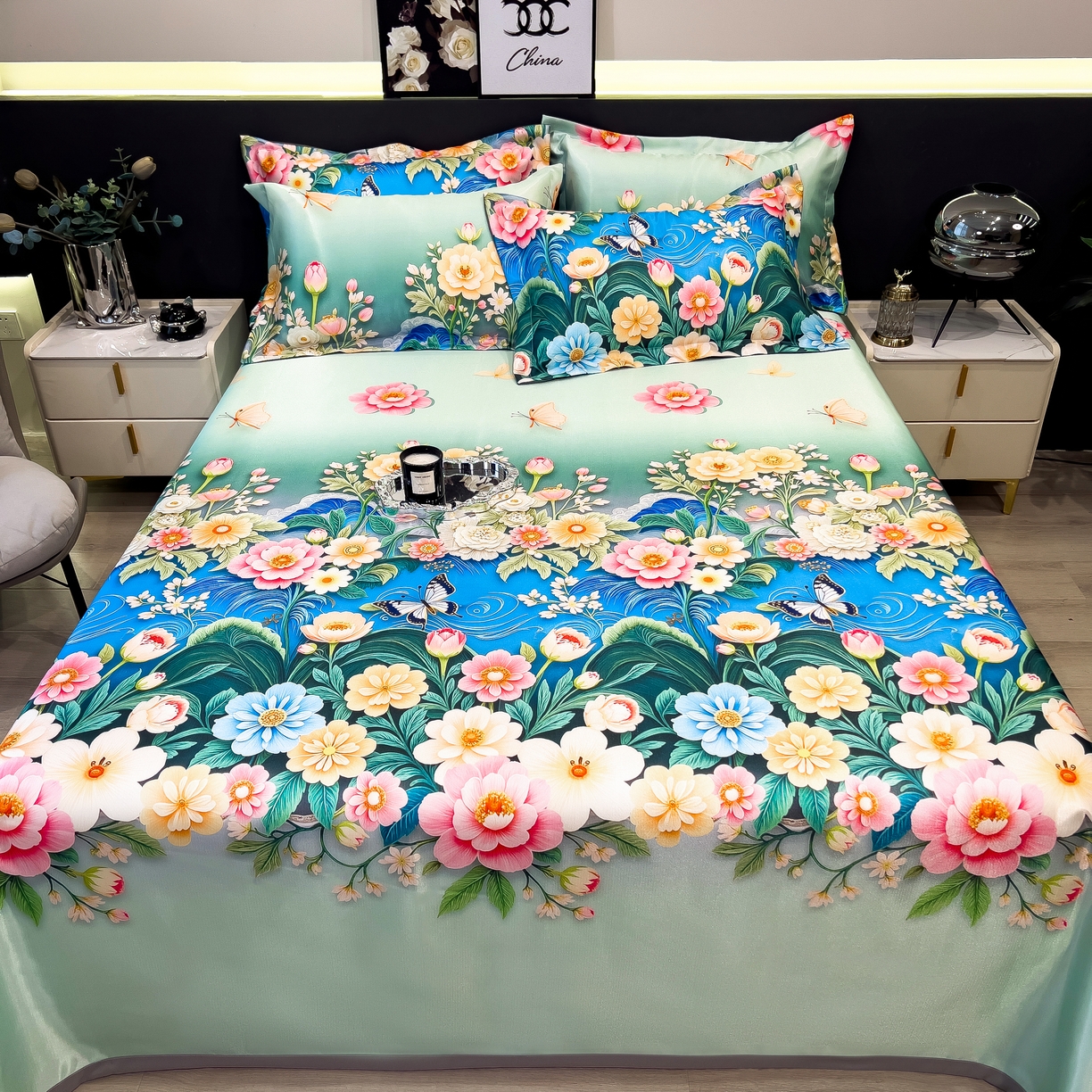 91家纺网 家纺一手货源 找家纺 许林 2026新款冰丝凉席床单款凉席三件套 森蔓