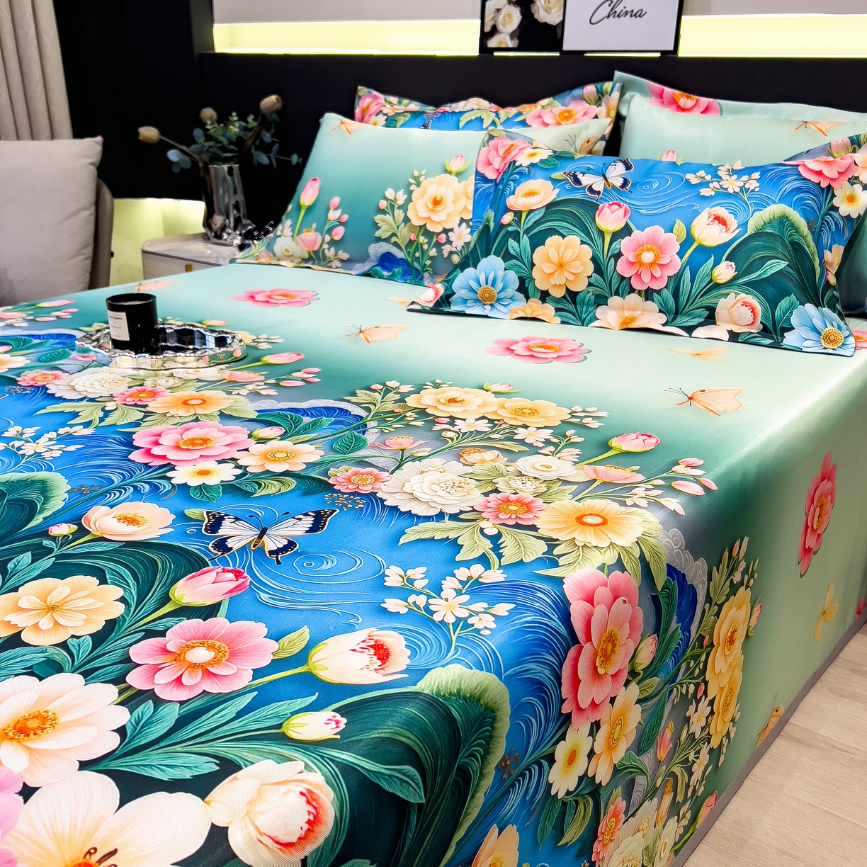 91家纺网 家纺一手货源 找家纺 许林 2026新款冰丝凉席床单款凉席三件套 森蔓