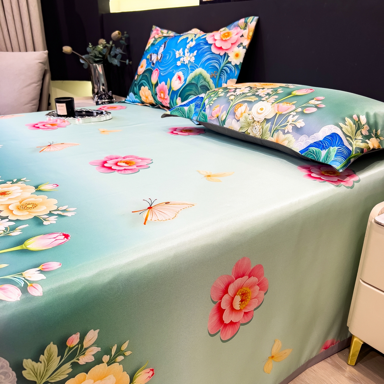 91家纺网 家纺一手货源 找家纺 许林 2026新款冰丝凉席床单款凉席三件套 森蔓