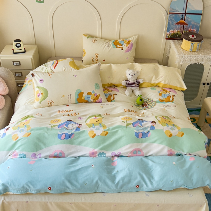 91家纺网 家纺一手货源 找家纺 金丝鸟家纺 2026新款全棉纯棉斜纹特价款四件套 蜜糖晴天