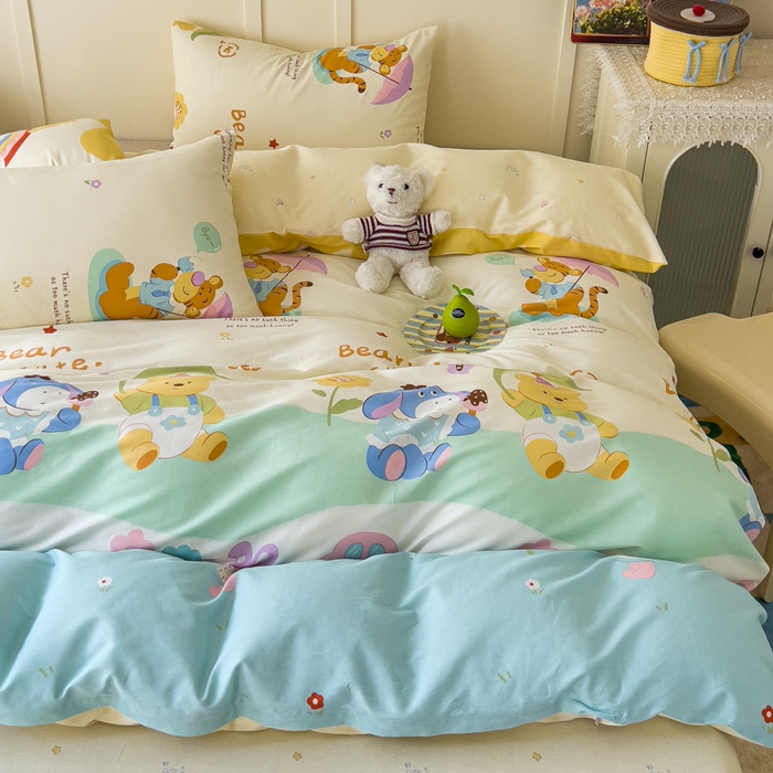 91家纺网 家纺一手货源 找家纺 金丝鸟家纺 2026新款全棉纯棉斜纹特价款四件套 蜜糖晴天