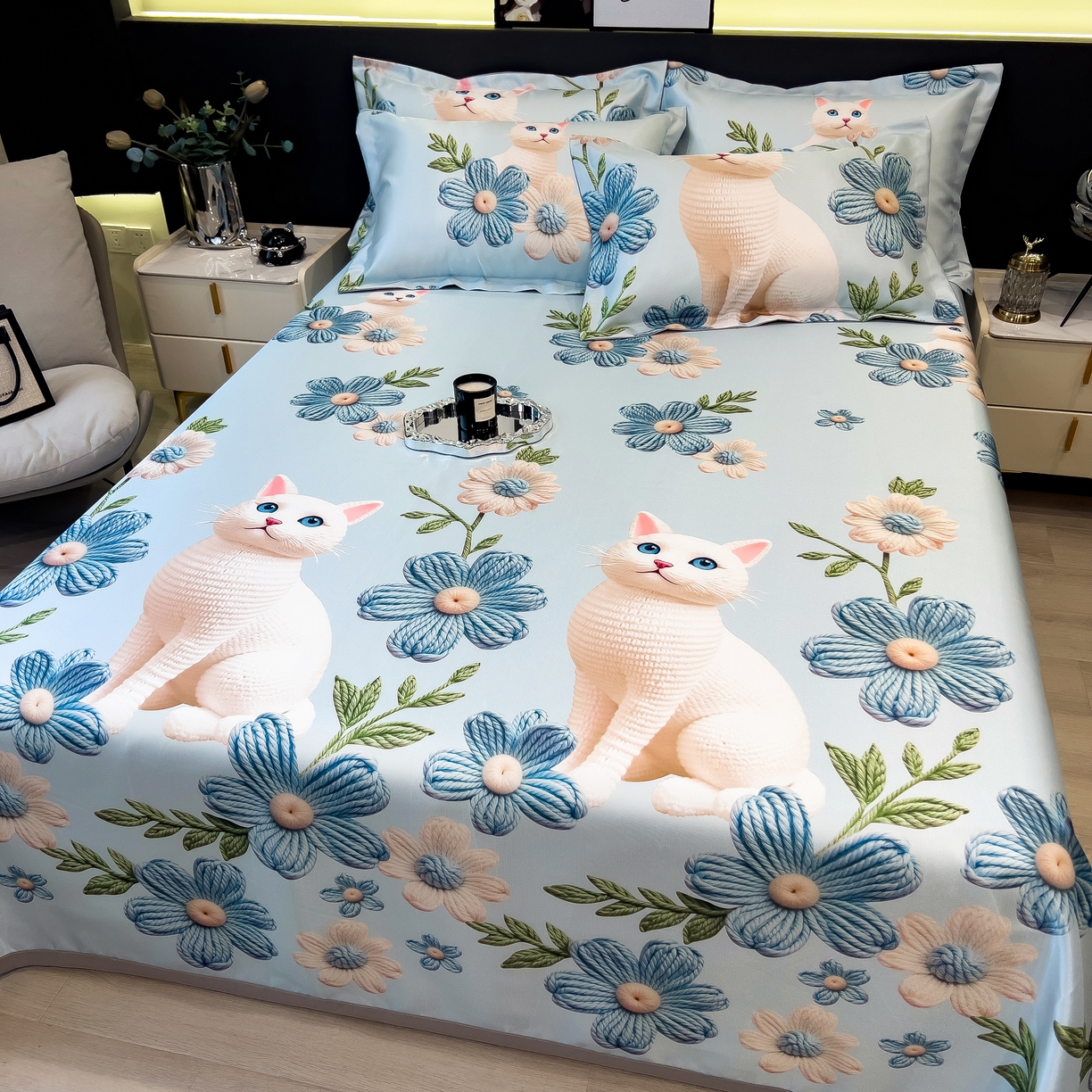 91家纺网 家纺一手货源 找家纺 许林 2026新款冰丝凉席床单款凉席三件套 拾光者