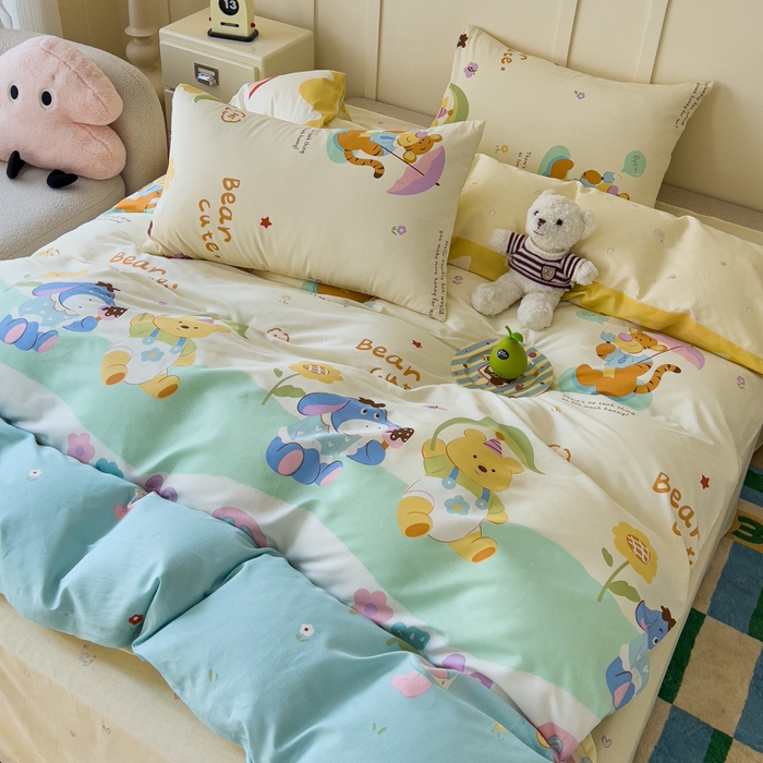 91家纺网 家纺一手货源 找家纺 金丝鸟家纺 2026新款全棉纯棉斜纹特价款四件套 蜜糖晴天