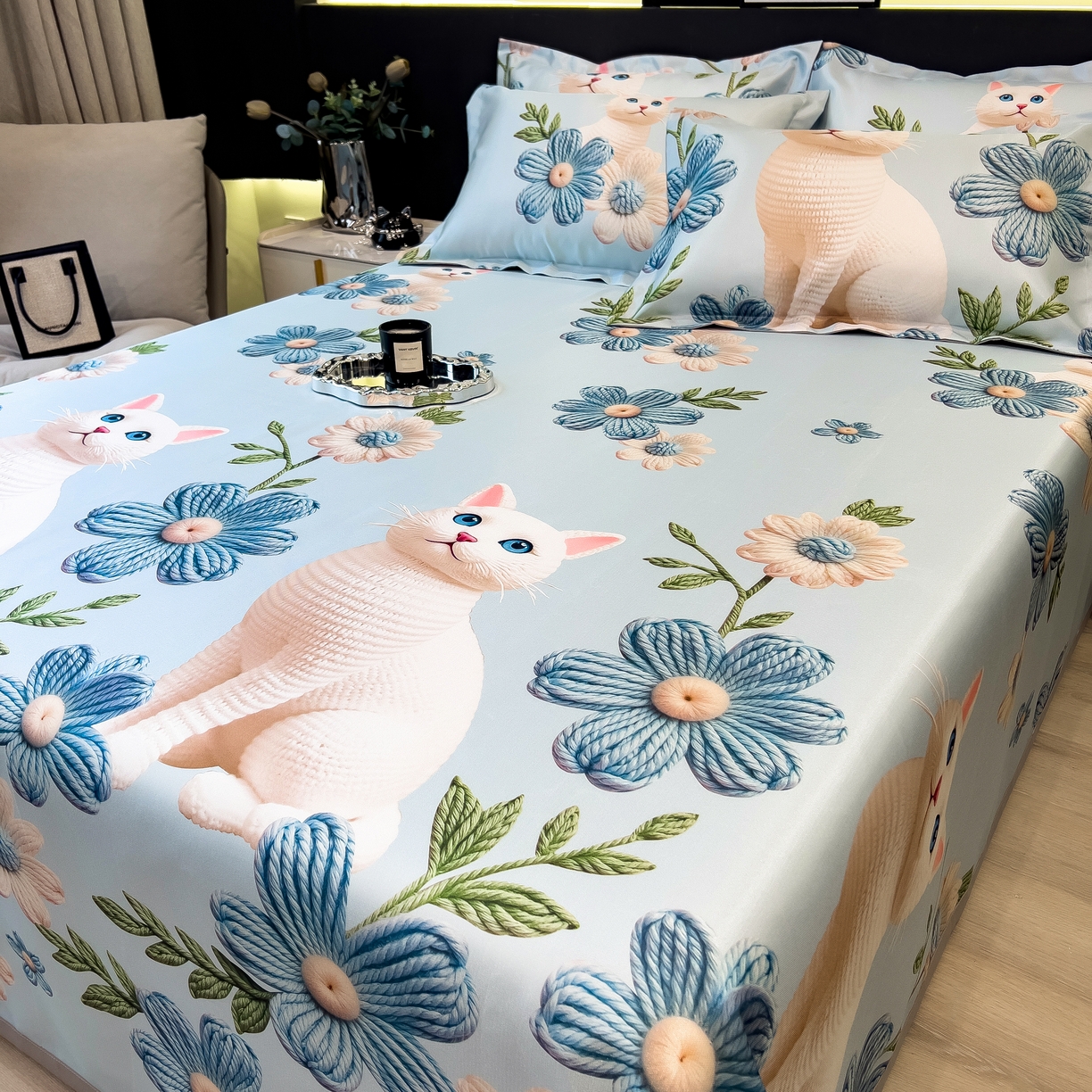 91家纺网 家纺一手货源 找家纺 许林 2026新款冰丝凉席床单款凉席三件套 拾光者