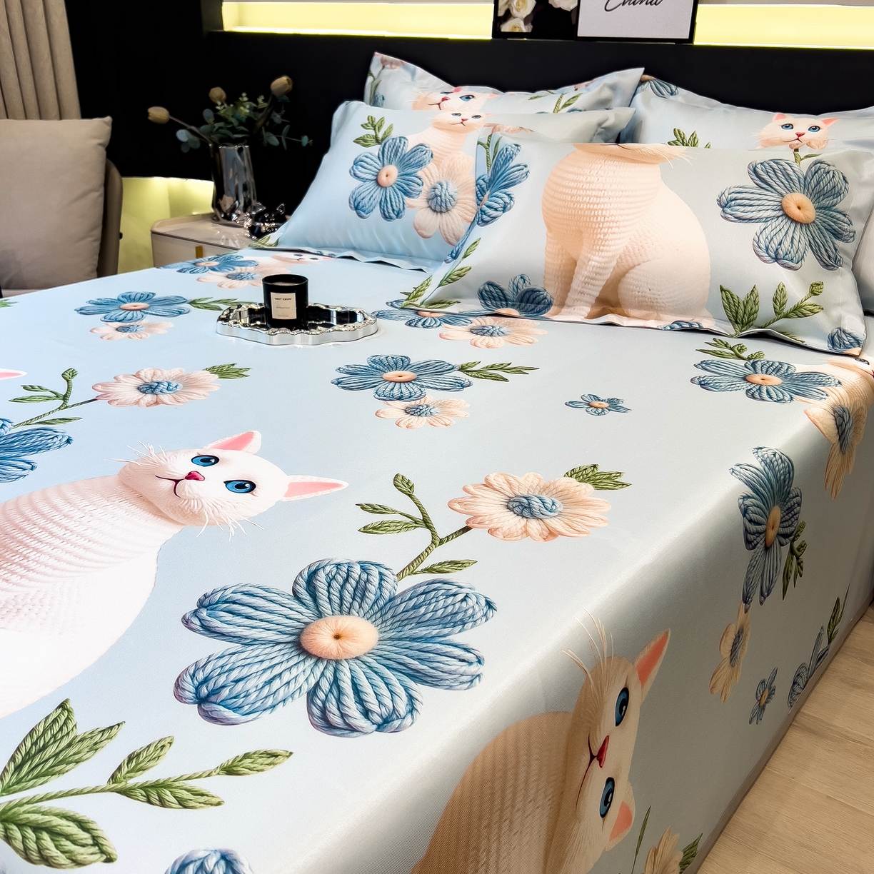 91家纺网 家纺一手货源 找家纺 许林 2026新款冰丝凉席床单款凉席三件套 拾光者