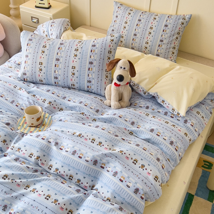 91家纺网 家纺一手货源 找家纺 金丝鸟家纺 2026新款全棉纯棉斜纹特价款四件套 喵小姐的家