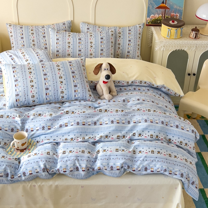 91家纺网 家纺一手货源 找家纺 金丝鸟家纺 2026新款全棉纯棉斜纹特价款四件套 喵小姐的家