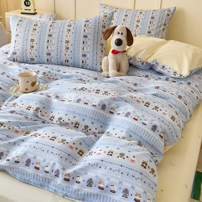 91家纺网 家纺一手货源 找家纺 金丝鸟家纺 2026新款全棉纯棉斜纹特价款四件套 喵小姐的家