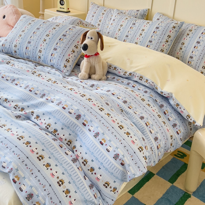 91家纺网 家纺一手货源 找家纺 金丝鸟家纺 2026新款全棉纯棉斜纹特价款四件套 喵小姐的家