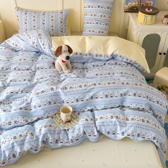 91家纺网 家纺一手货源 找家纺 金丝鸟家纺 2026新款全棉纯棉斜纹特价款四件套 喵小姐的家