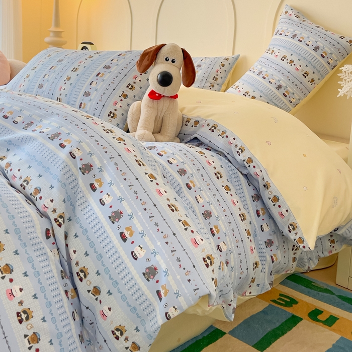 91家纺网 家纺一手货源 找家纺 金丝鸟家纺 2026新款全棉纯棉斜纹特价款四件套 喵小姐的家