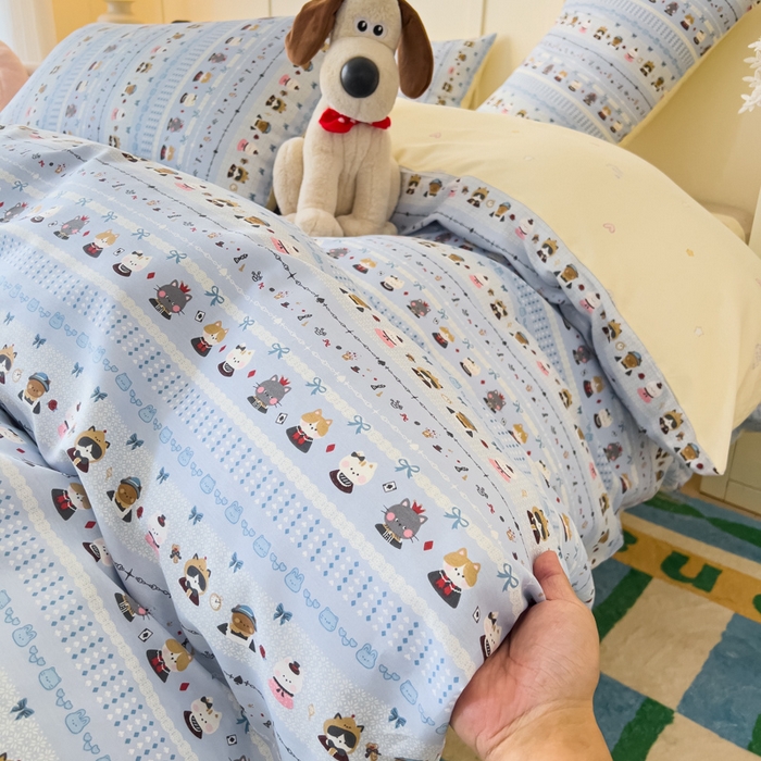 91家纺网 家纺一手货源 找家纺 金丝鸟家纺 2026新款全棉纯棉斜纹特价款四件套 喵小姐的家