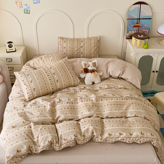 金丝鸟家纺 2026新款全棉纯棉斜纹特价款四件套 南瓜小柴