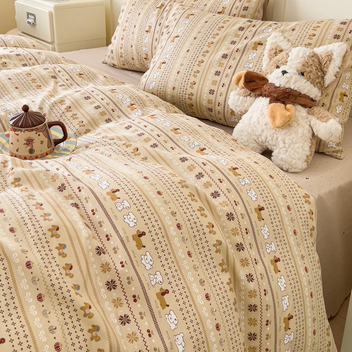 91家纺网 家纺一手货源 找家纺 金丝鸟家纺 2026新款全棉纯棉斜纹特价款四件套 南瓜小柴