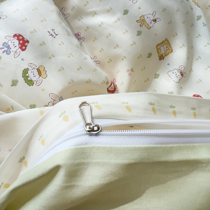 91家纺网 家纺一手货源 找家纺 金丝鸟家纺 2026新款全棉纯棉斜纹特价款四件套 欧包小奶兔