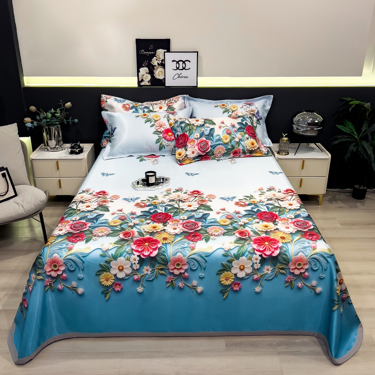 许林 2026新款冰丝凉席床单款凉席三件套 晚棠