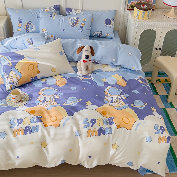 91家纺网 家纺一手货源 找家纺 金丝鸟家纺 2026新款全棉纯棉斜纹特价款四件套 太空梦乐园