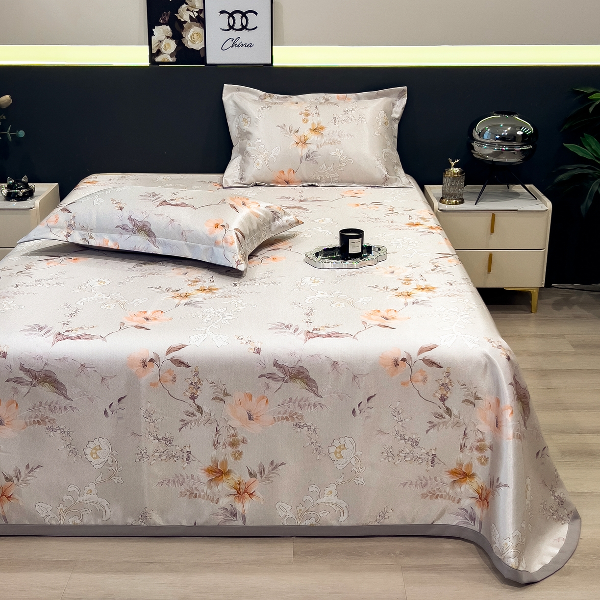 91家纺网 家纺一手货源 找家纺 许林 2026新款冰丝凉席床单款凉席三件套 夏简