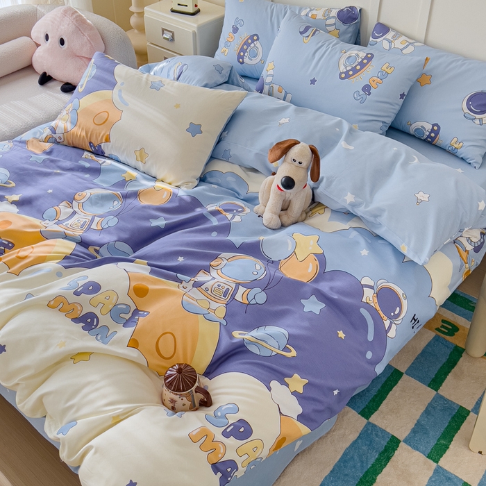 91家纺网 家纺一手货源 找家纺 金丝鸟家纺 2026新款全棉纯棉斜纹特价款四件套 太空梦乐园