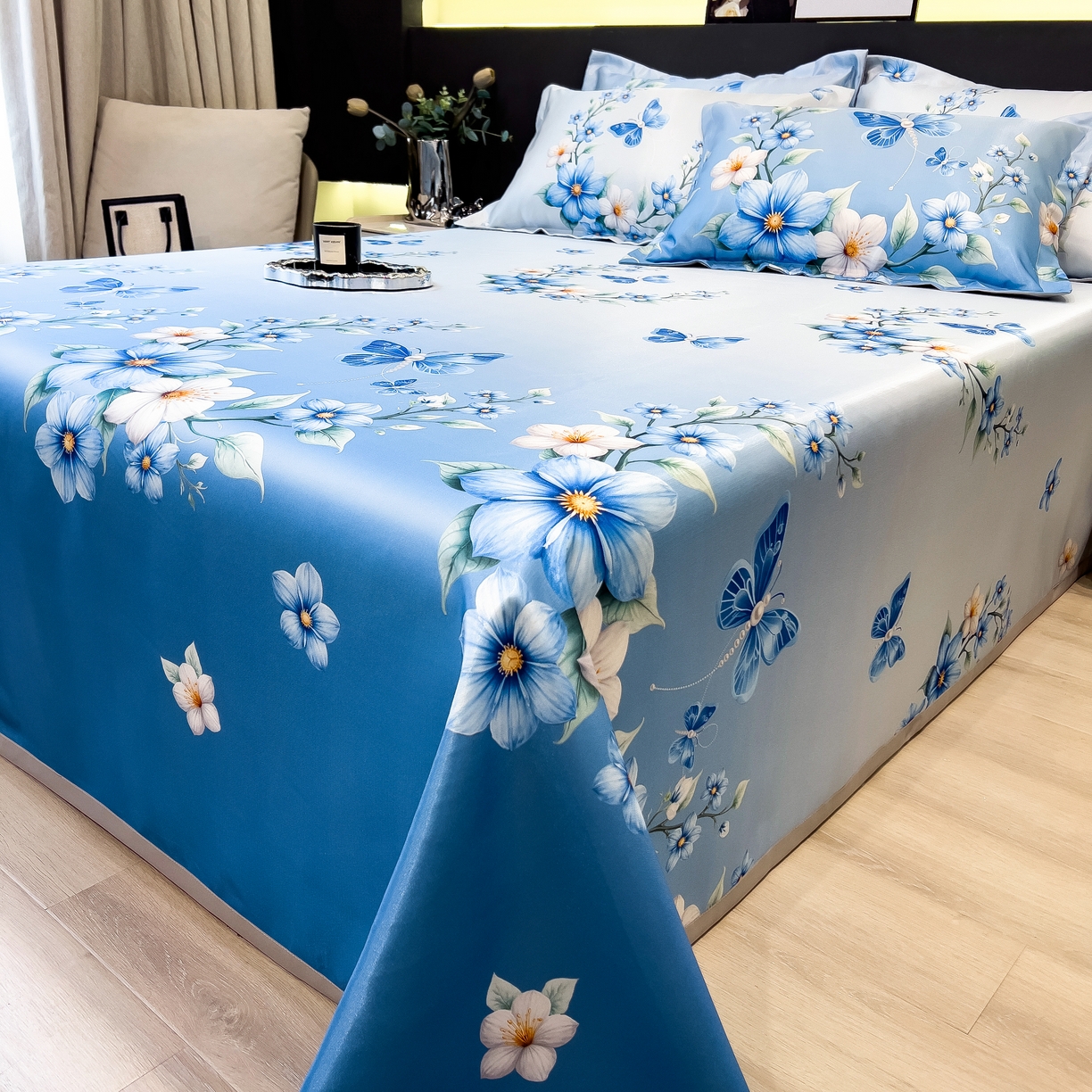 91家纺网 家纺一手货源 找家纺 许林 2026新款冰丝凉席床单款凉席三件套 夏末