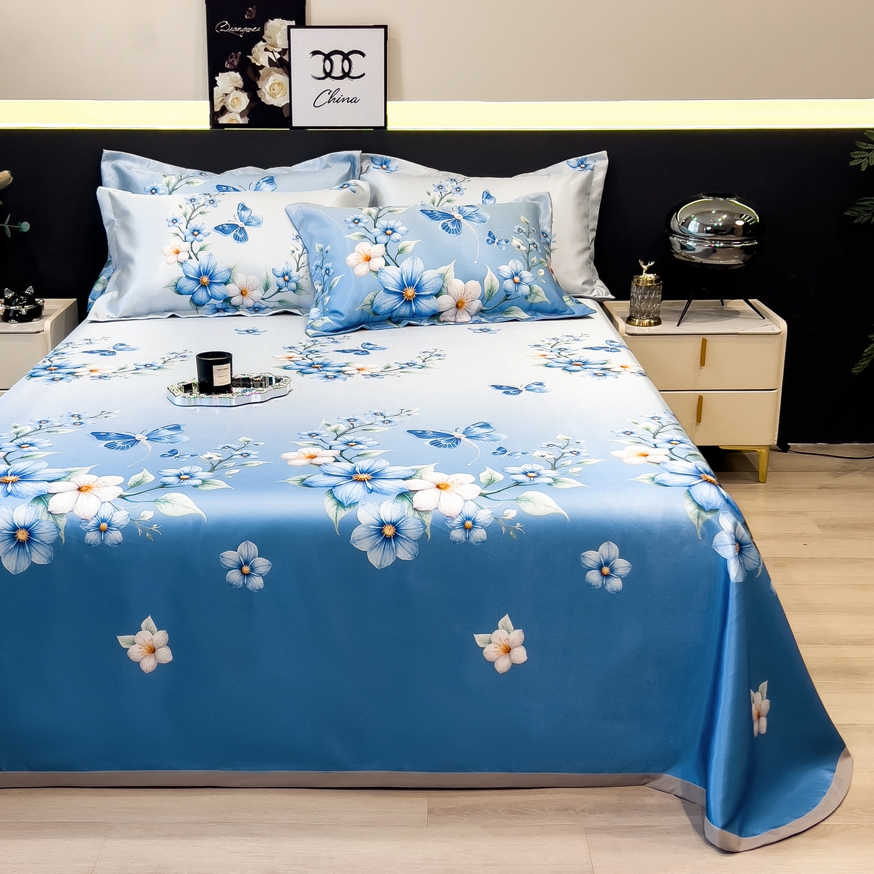 91家纺网 家纺一手货源 找家纺 许林 2026新款冰丝凉席床单款凉席三件套 夏末