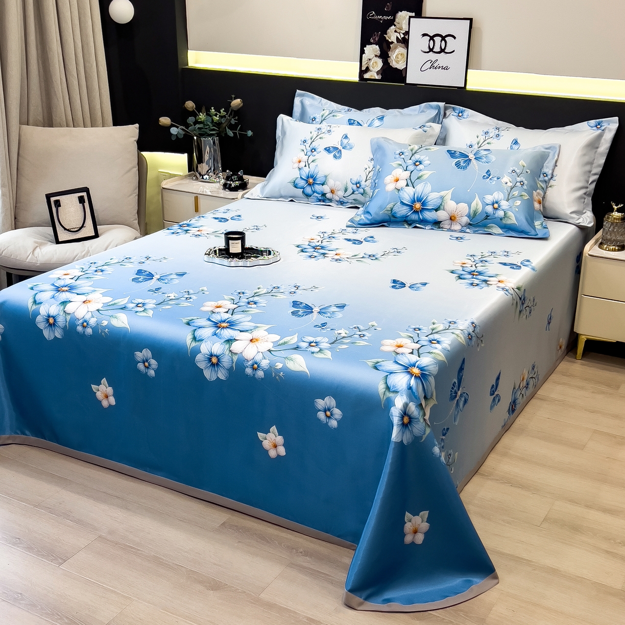 91家纺网 家纺一手货源 找家纺 许林 2026新款冰丝凉席床单款凉席三件套 夏末