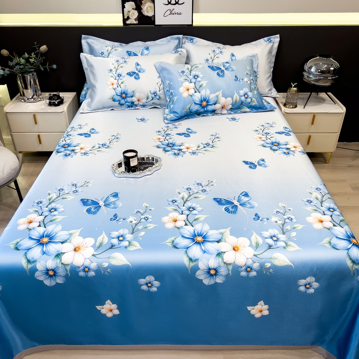 91家纺网 家纺一手货源 找家纺 许林 2026新款冰丝凉席床单款凉席三件套 夏末