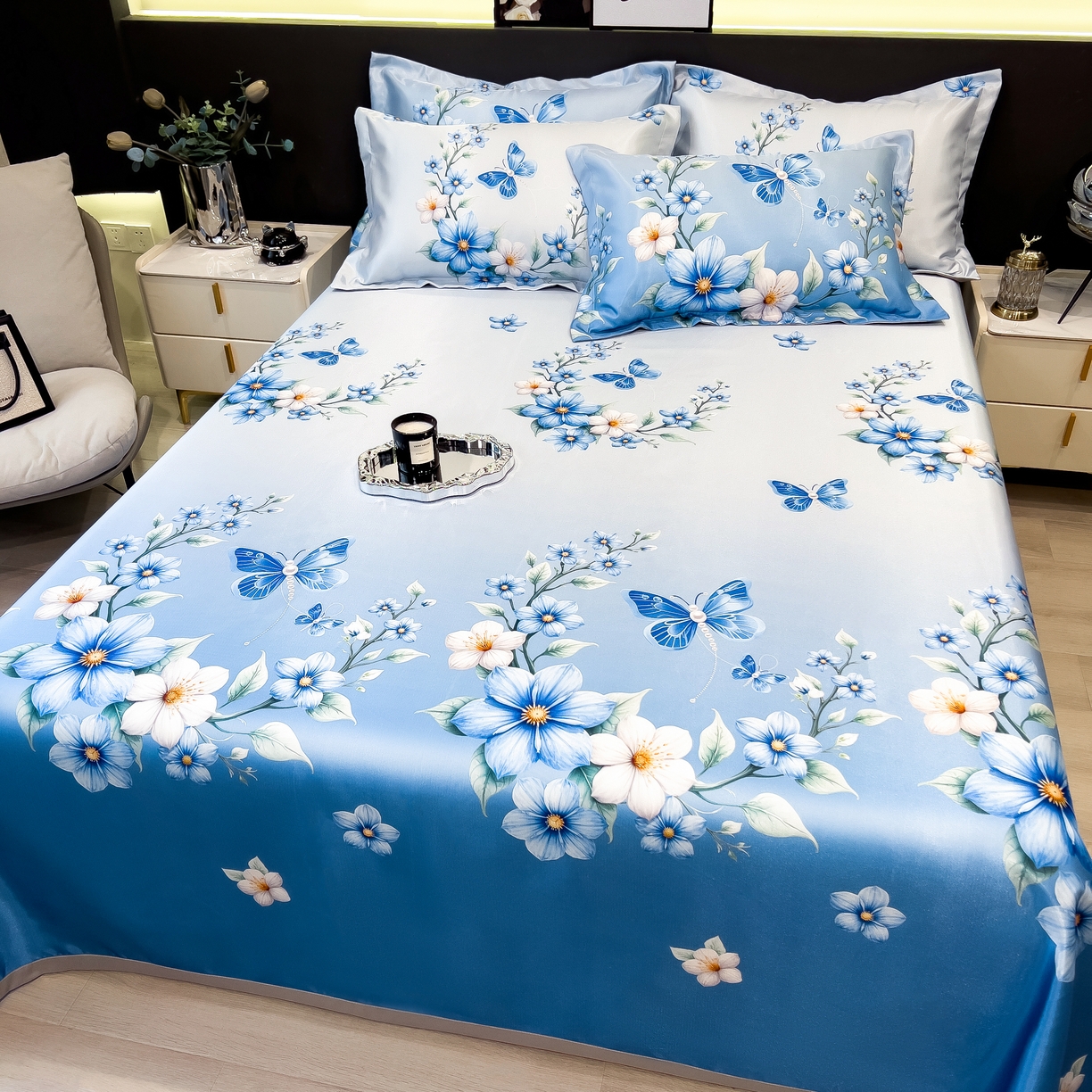 91家纺网 家纺一手货源 找家纺 许林 2026新款冰丝凉席床单款凉席三件套 夏末