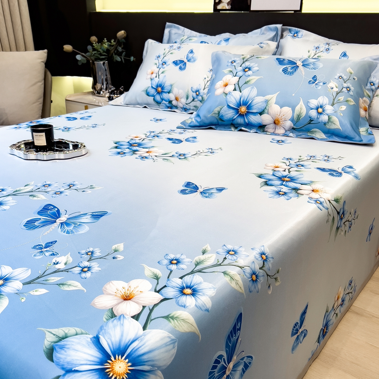 91家纺网 家纺一手货源 找家纺 许林 2026新款冰丝凉席床单款凉席三件套 夏末