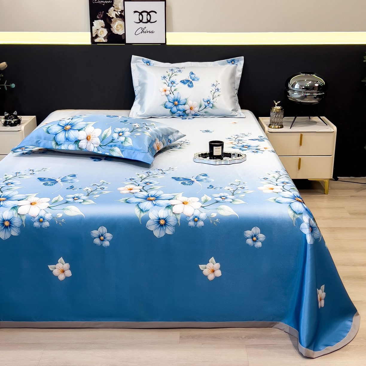 91家纺网 家纺一手货源 找家纺 许林 2026新款冰丝凉席床单款凉席三件套 夏末