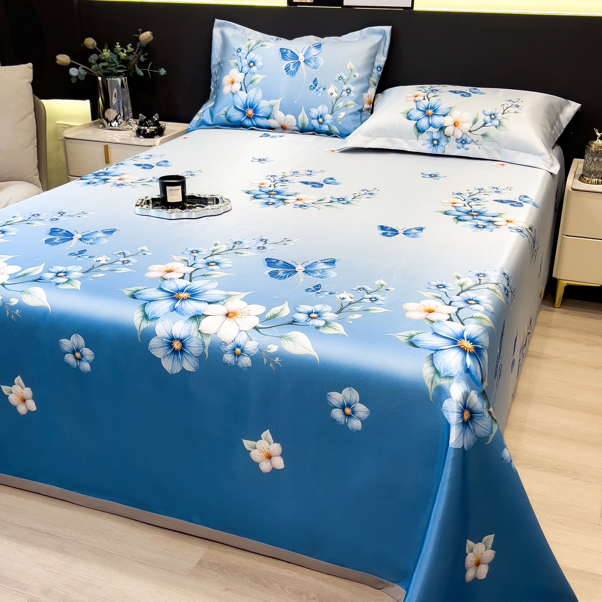 91家纺网 家纺一手货源 找家纺 许林 2026新款冰丝凉席床单款凉席三件套 夏末