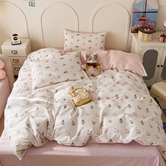 金丝鸟家纺 2026新款全棉纯棉斜纹特价款四件套 跳跳马