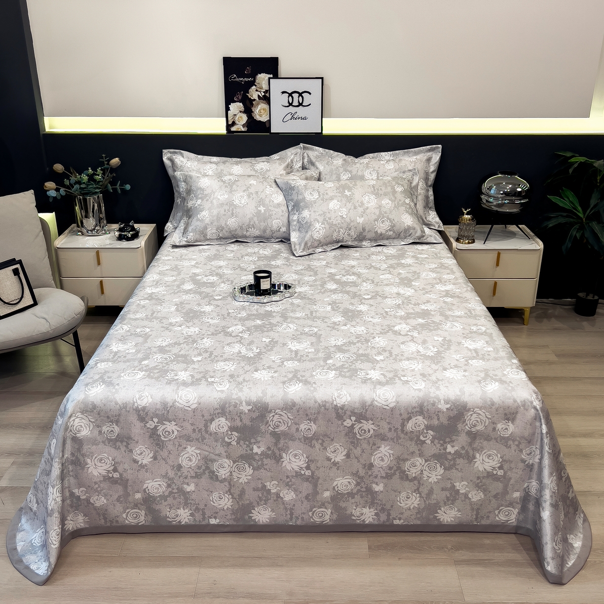 许林 2026新款冰丝凉席床单款凉席三件套 予光