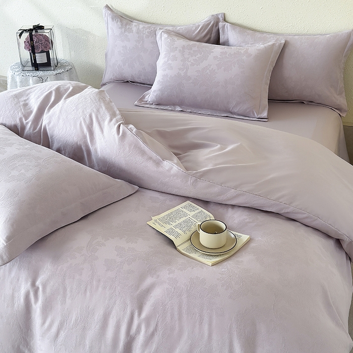 91家纺网 家纺一手货源 找家纺 宜家坊 2026新款全棉60S长绒棉立体厚织提花四件套及单品 香草-幻影紫