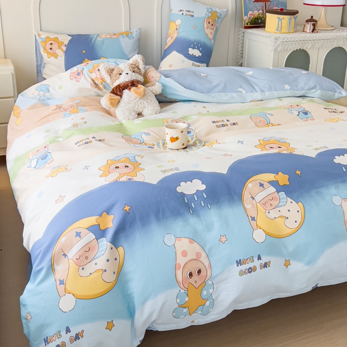 91家纺网 家纺一手货源 找家纺 金丝鸟家纺 2026新款全棉纯棉斜纹特价款四件套 星梦童话