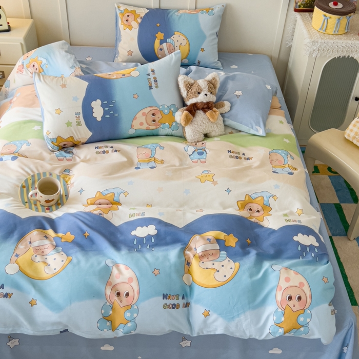 91家纺网 家纺一手货源 找家纺 金丝鸟家纺 2026新款全棉纯棉斜纹特价款四件套 星梦童话