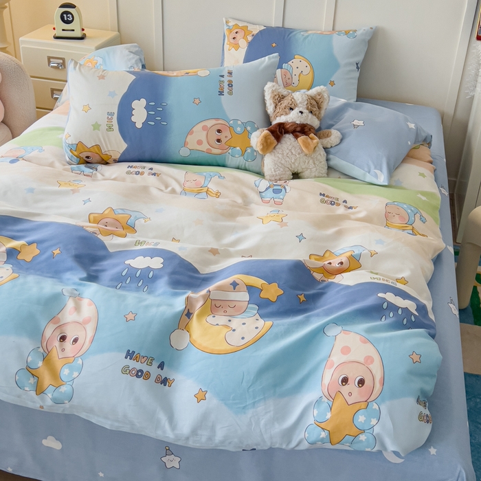 91家纺网 家纺一手货源 找家纺 金丝鸟家纺 2026新款全棉纯棉斜纹特价款四件套 星梦童话