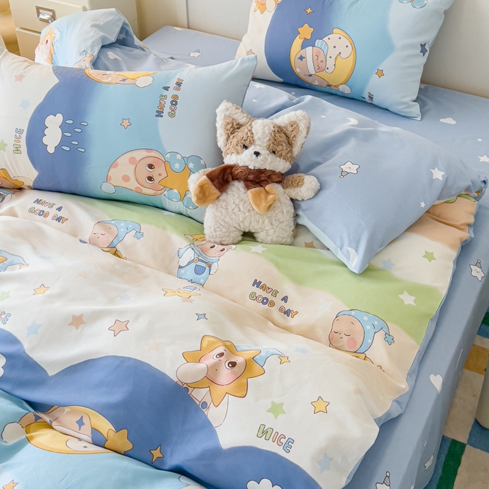 91家纺网 家纺一手货源 找家纺 金丝鸟家纺 2026新款全棉纯棉斜纹特价款四件套 星梦童话