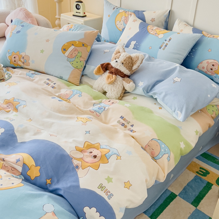 91家纺网 家纺一手货源 找家纺 金丝鸟家纺 2026新款全棉纯棉斜纹特价款四件套 星梦童话