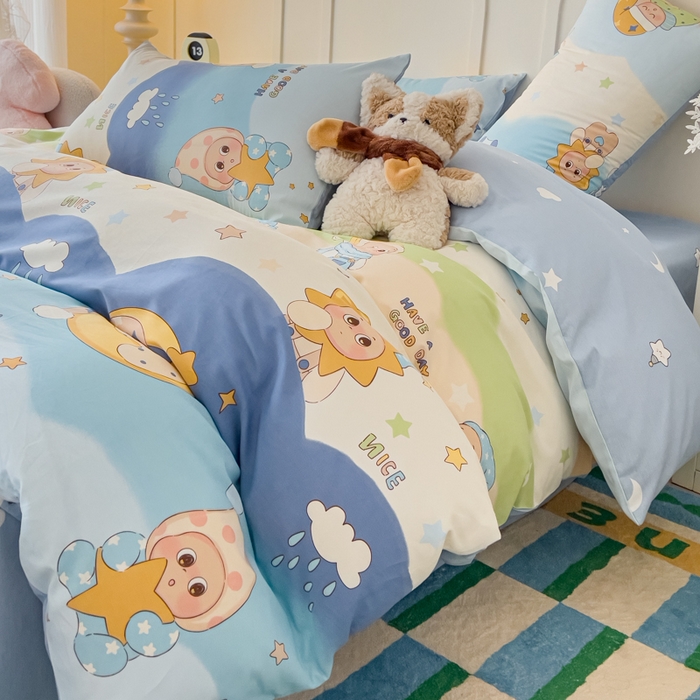 91家纺网 家纺一手货源 找家纺 金丝鸟家纺 2026新款全棉纯棉斜纹特价款四件套 星梦童话