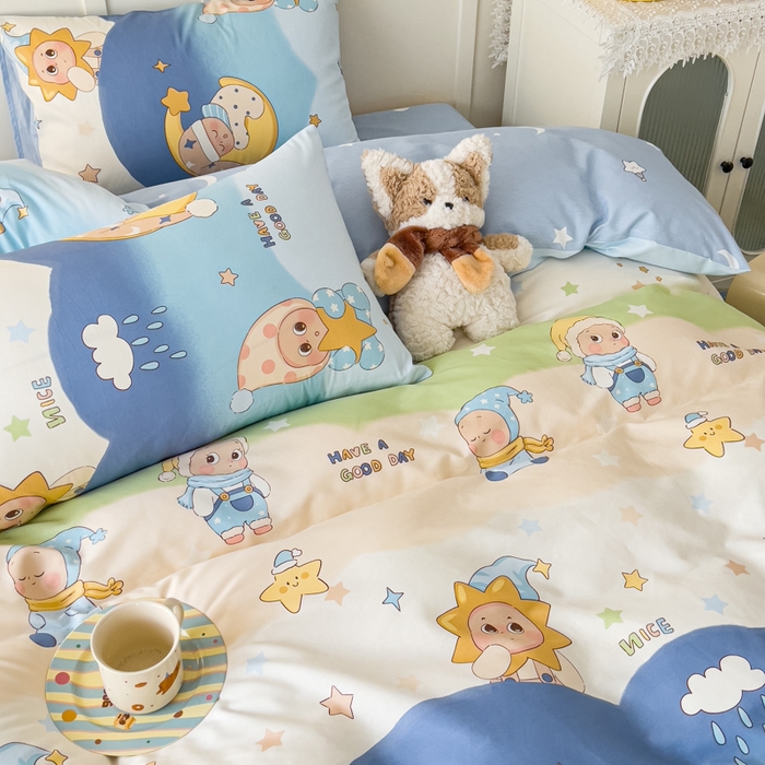 91家纺网 家纺一手货源 找家纺 金丝鸟家纺 2026新款全棉纯棉斜纹特价款四件套 星梦童话