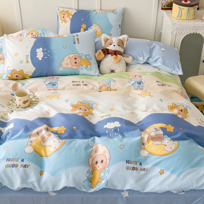 91家纺网 家纺一手货源 找家纺 金丝鸟家纺 2026新款全棉纯棉斜纹特价款四件套 星梦童话